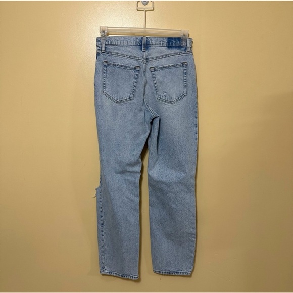 Abercrombie & Fitch The Dad High Rise Light Wash Distressed Jeans Women 4 Blue - Picture 4 of 6